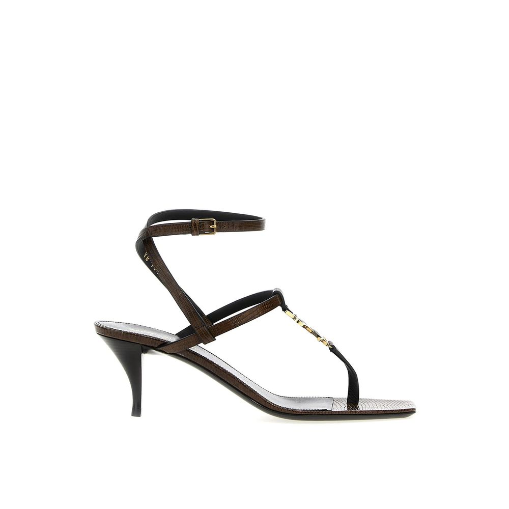 Saint Laurent Brown Calfskin Platform Sandals