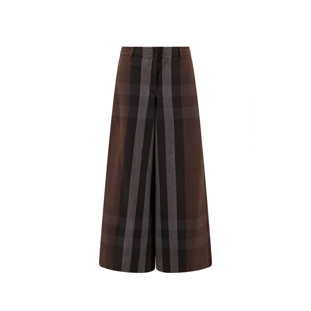 Burberry Checked Wide Leg Canvas Pants Burberry