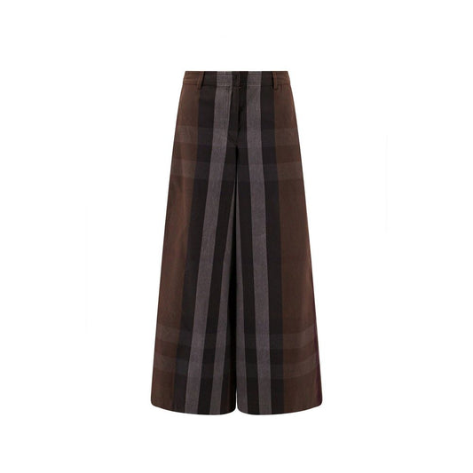 Burberry Checked Wide Leg Canvas Pants Burberry