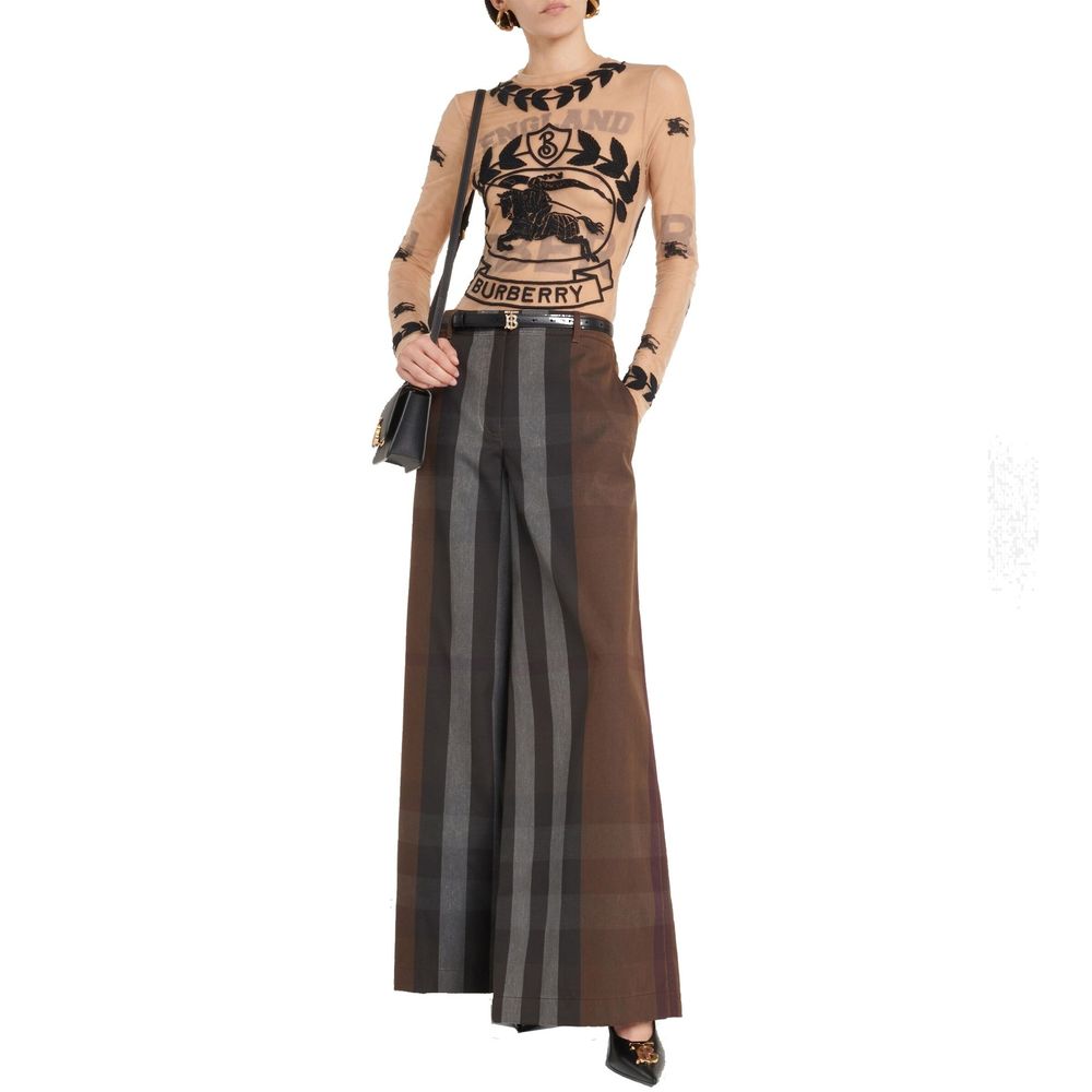 Burberry Checked Wide Leg Canvas Pants Burberry