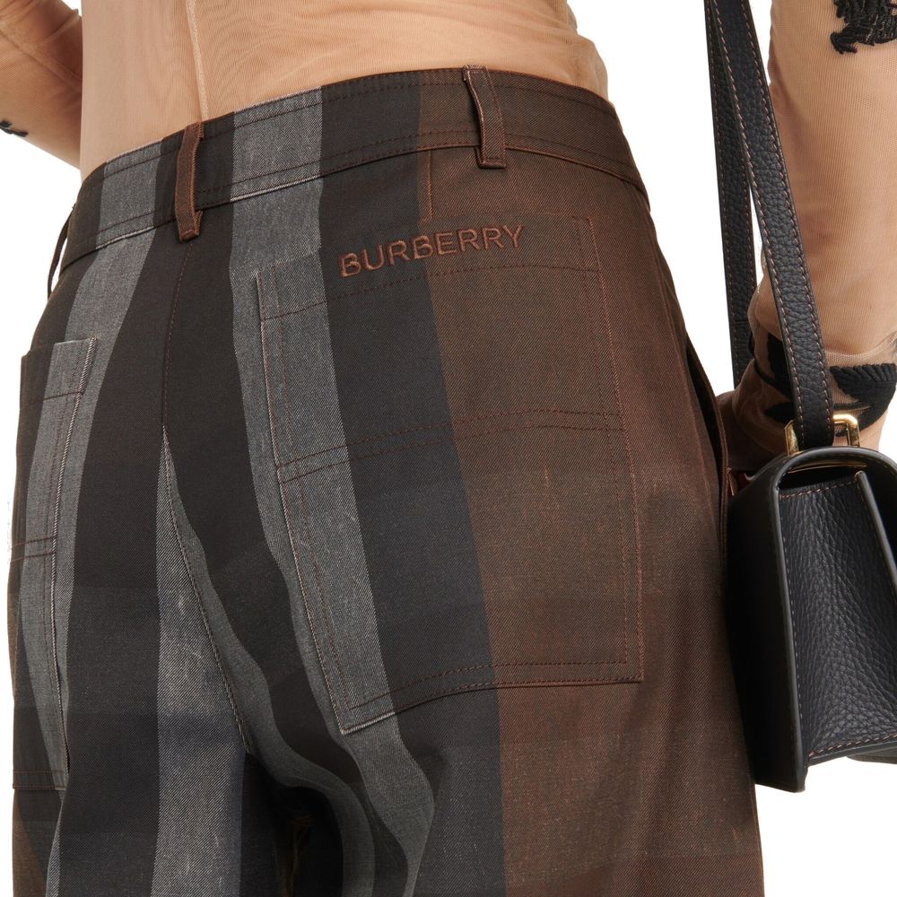 Burberry Checked Wide Leg Canvas Pants Burberry