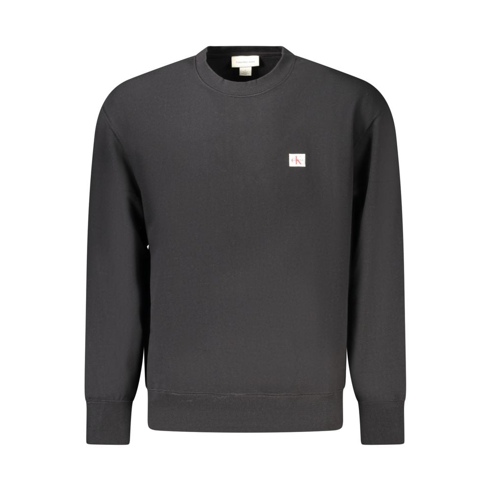 Black cotton men's sweatshirt by Calvin Klein, featuring a relaxed fit and classic crewneck design.