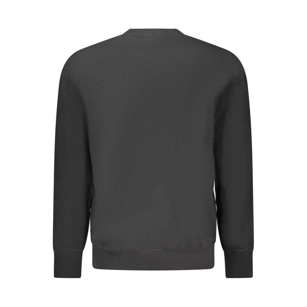 Black cotton men's sweatshirt by Calvin Klein, featuring a classic crewneck design and subtle logo detail.