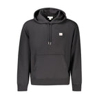 Black Calvin Klein men's cotton sweatshirt with crew neck and long sleeves, displayed on a plain background.