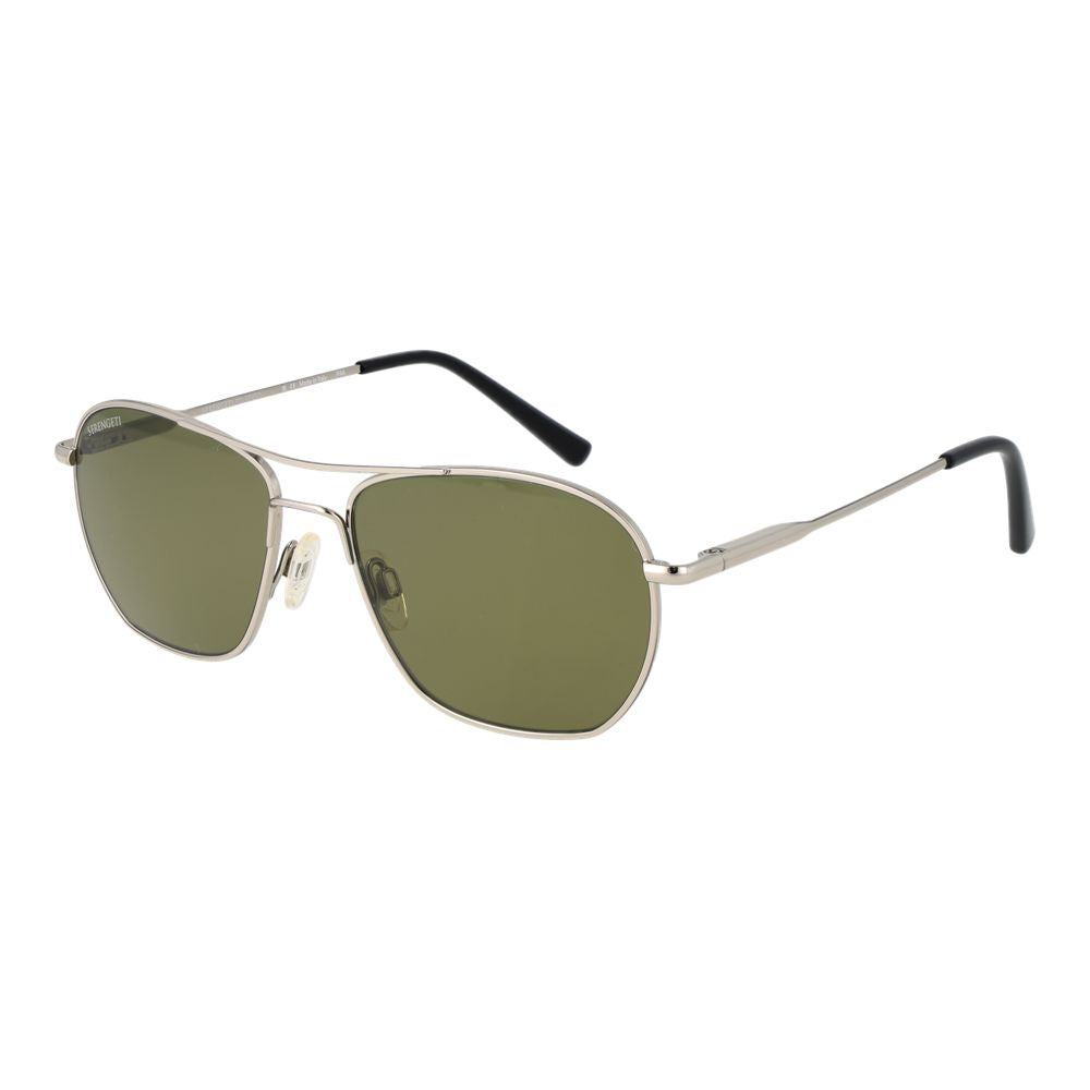 Serengeti silver metal sunglasses with sleek frame and tinted lenses, stylish eyewear for sun protection.