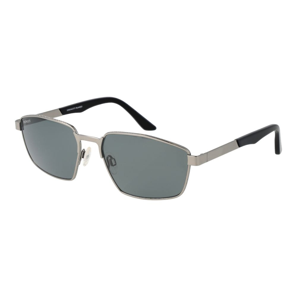 Serengeti gray metal sunglasses with sleek frame and tinted lenses on a white background.