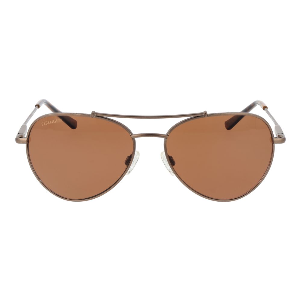 Serengeti brown metal sunglasses with round frames and tinted lenses, stylish eyewear for sun protection.