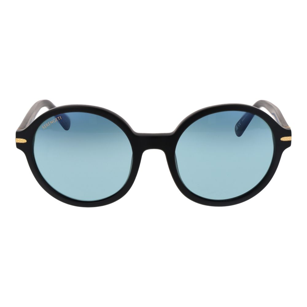 Serengeti black acetate sunglasses with dark lenses and rounded frames, stylish eyewear for sun protection.