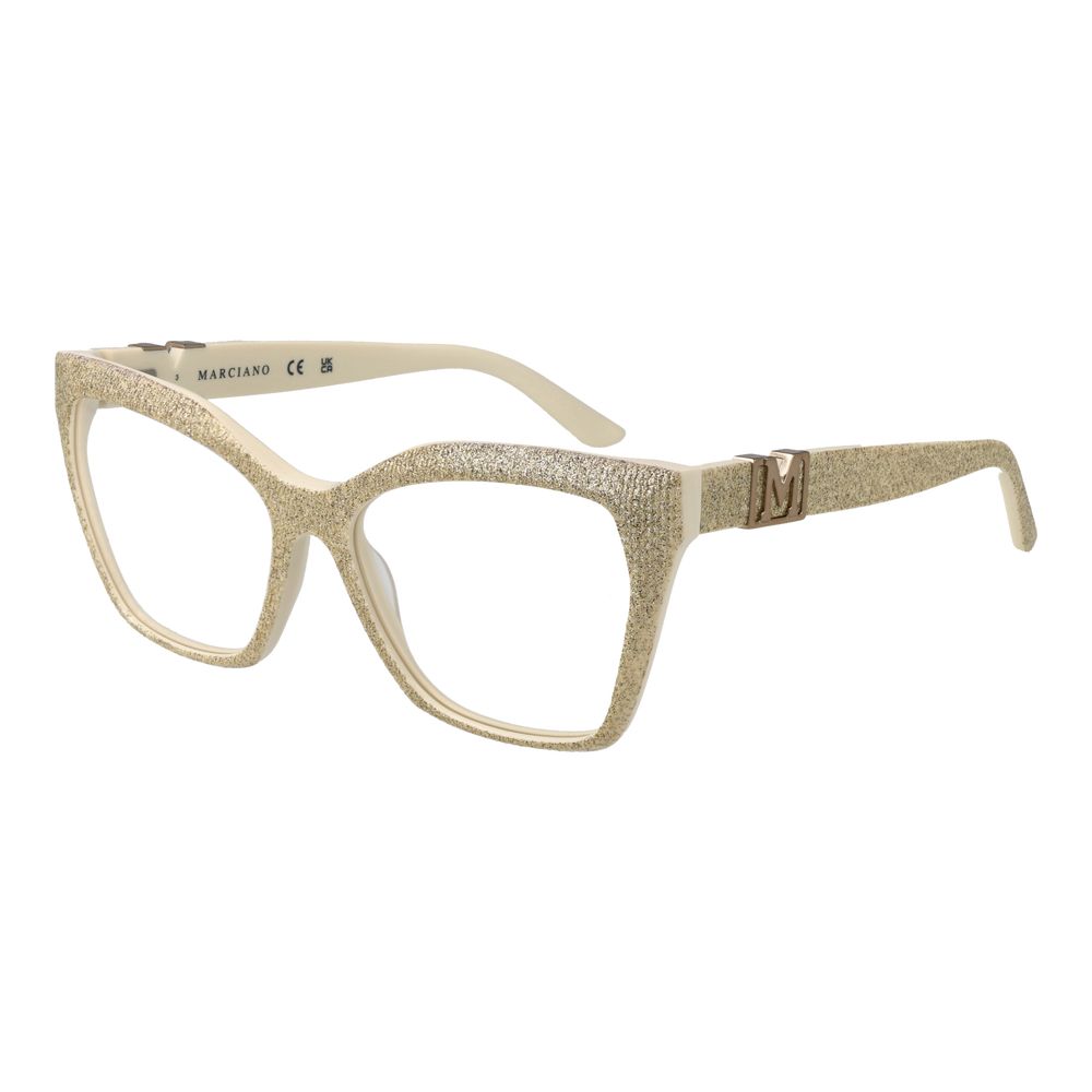Marciano by Guess gold acetate glasses frames with sleek design and clear lenses, stylish eyewear for everyday wear.