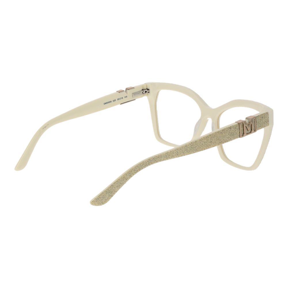 Marciano by Guess gold acetate glasses frames, sleek and stylish eyewear with a modern design, shown in a close-up view.