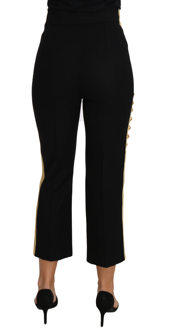Dolce & Gabbana Military Embellished Pants Black Gold Dress Pant Dolce & Gabbana