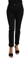 Dolce & Gabbana black cropped dress and straight pants set, stylish and elegant fashion ensemble, shown on a model.