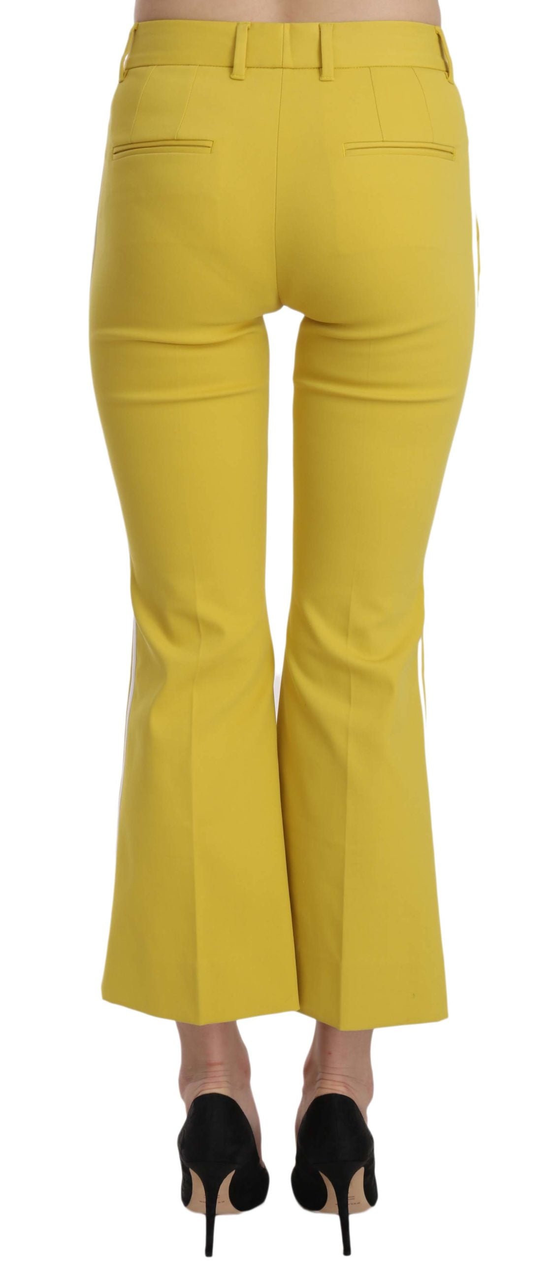 Dolce & Gabbana Yellow Flared Bootcut Capri Cotton Pants Dolce & Gabbana