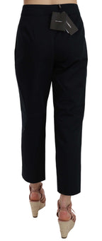 Dolce & Gabbana Black Cropped Front Button Embellished Pants