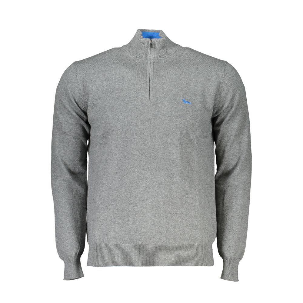 Harmont & Blaine men's gray cotton sweater with crew neckline and ribbed cuffs, casual and comfortable knitwear.