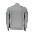 Harmont & Blaine men's gray cotton sweater with ribbed cuffs and neckline, stylish and comfortable for casual wear.