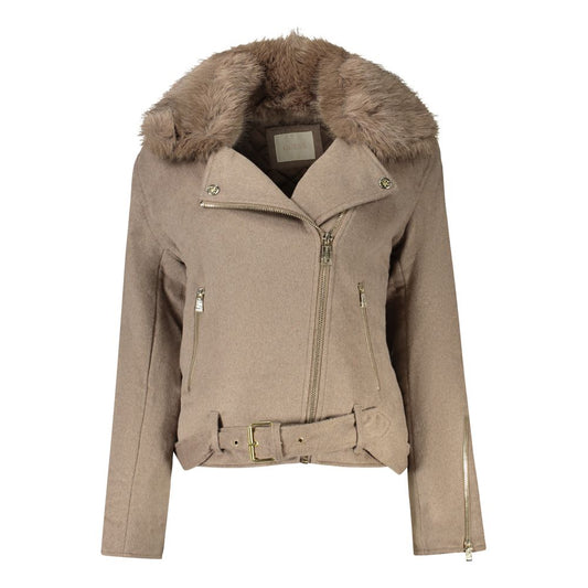 Guess Jeans Beige Cotton Jackets & Coat Guess Jeans
