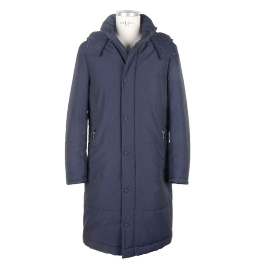 Made in Italy Blue Wool Men's Raincoat Made in Italy