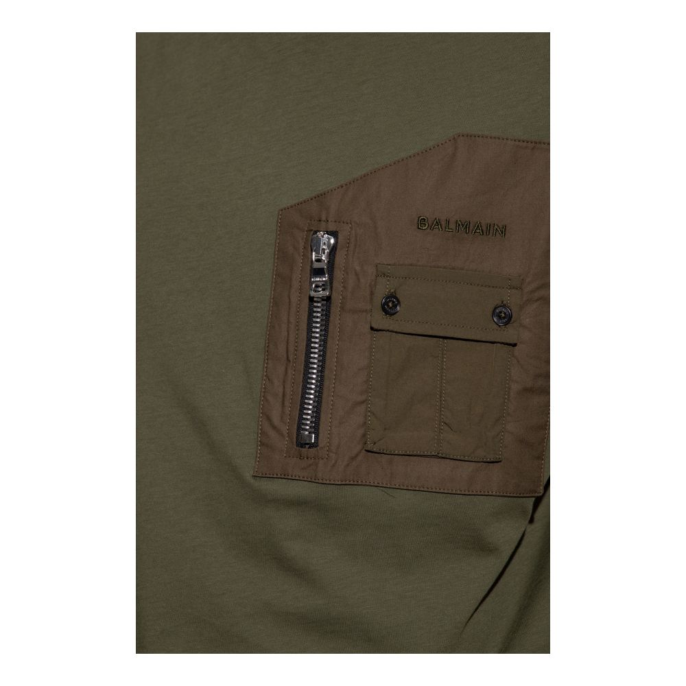 Balmain Green Cotton T-Shirt Balmain