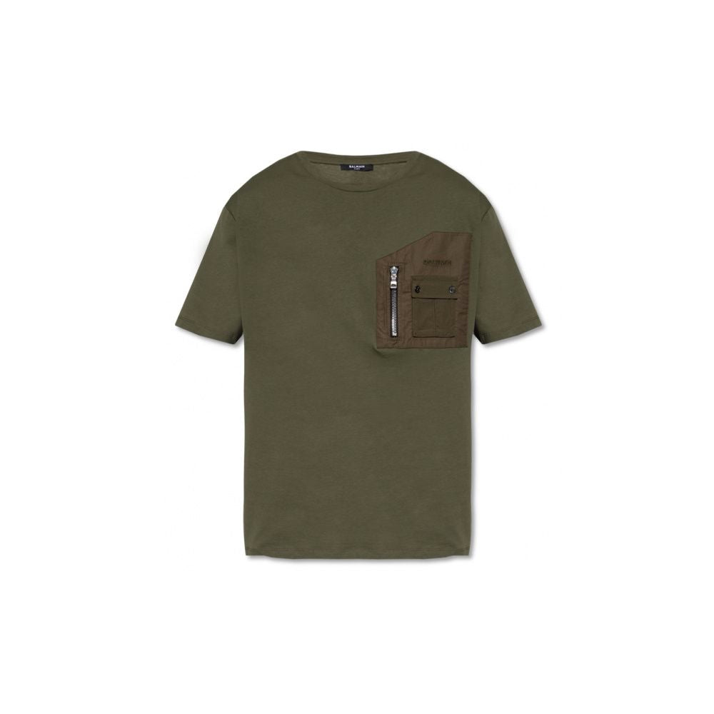 Balmain Green Cotton T-Shirt Balmain