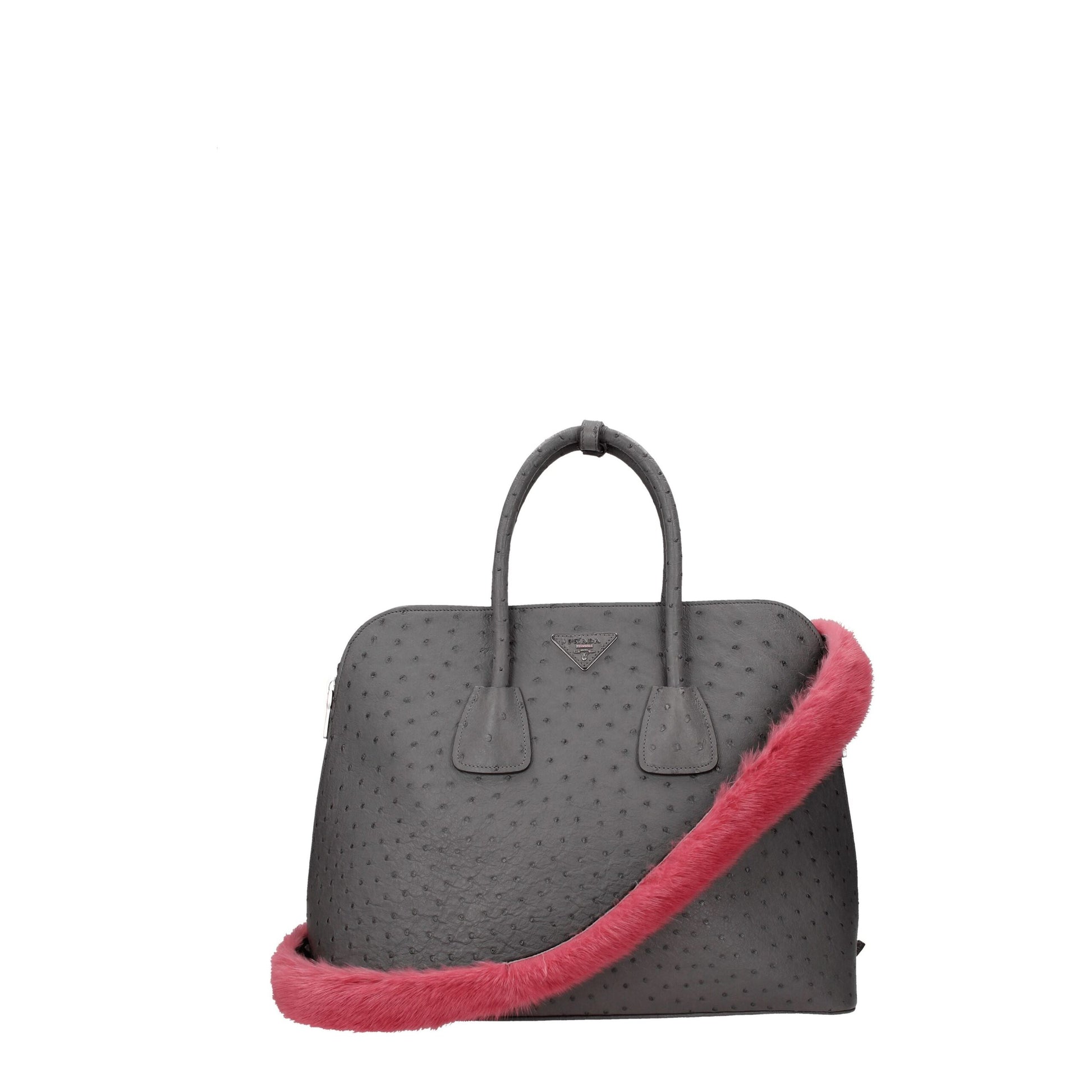 Prada Pink Fur Shoulder Bags Prada
