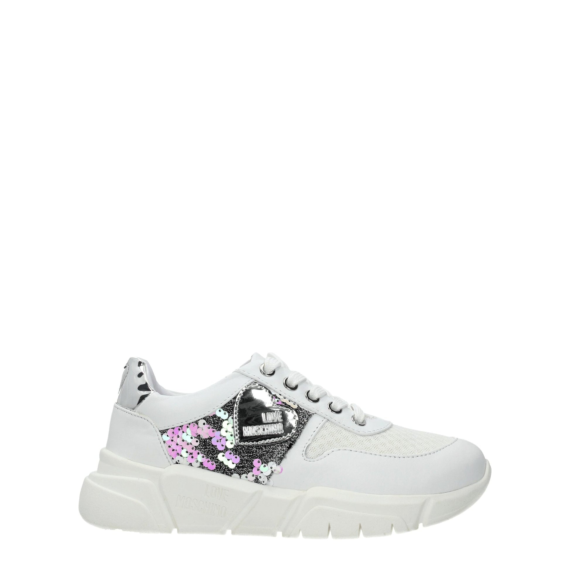 Love Moschino White Fabric Chunky Sneakers Love Moschino