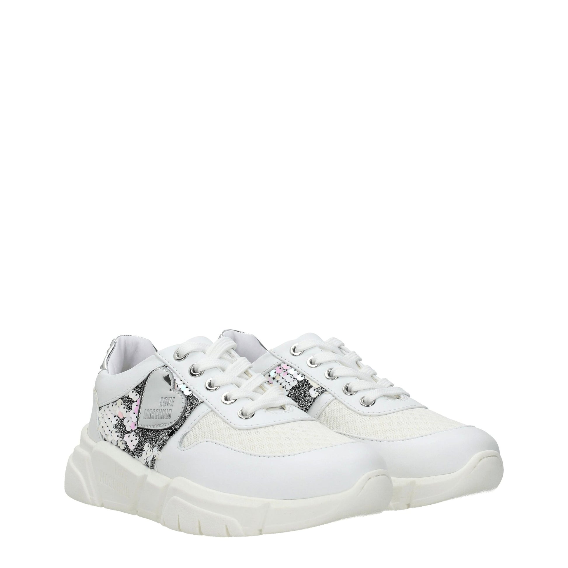 Love Moschino White Fabric Chunky Sneakers Love Moschino