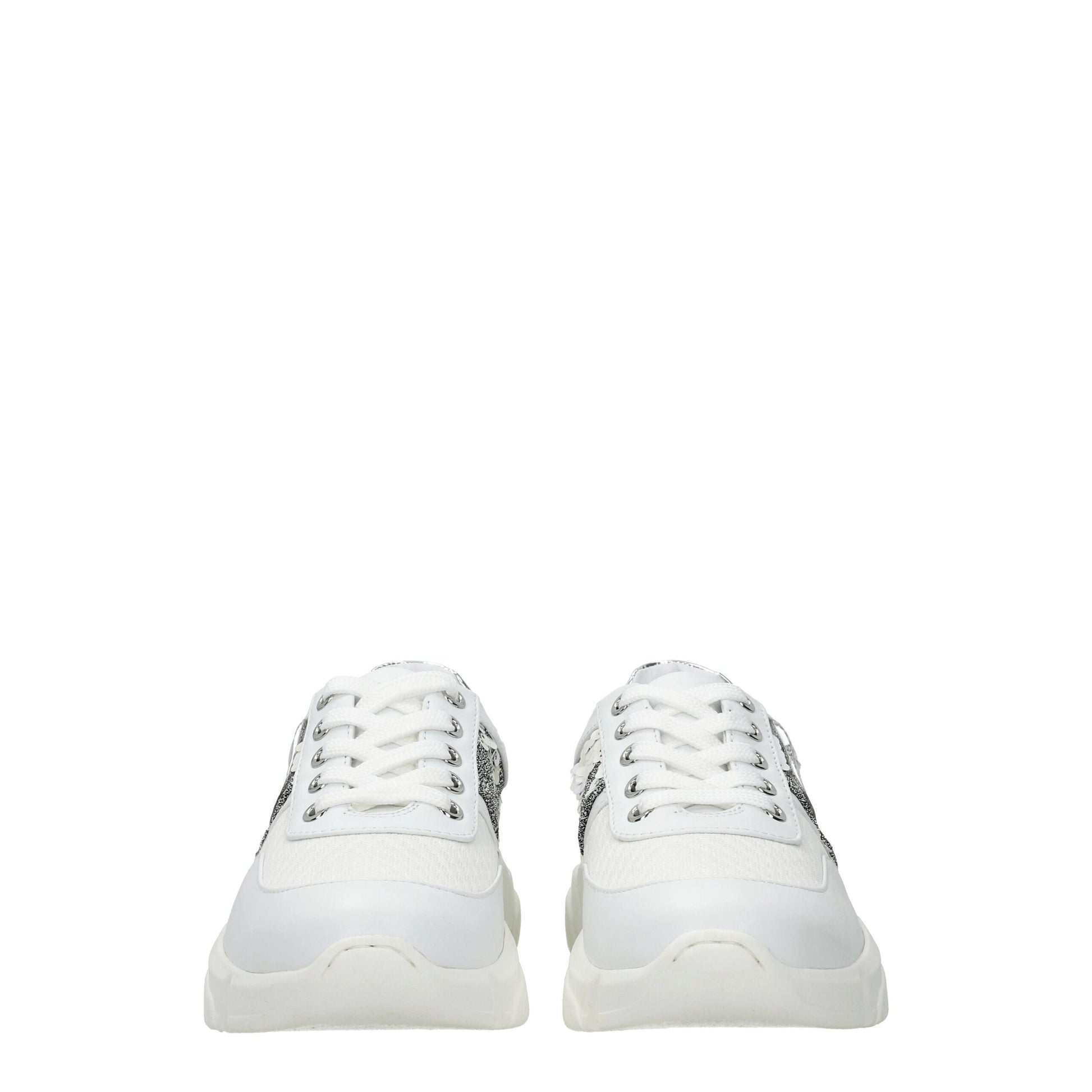 Love Moschino White Fabric Chunky Sneakers Love Moschino
