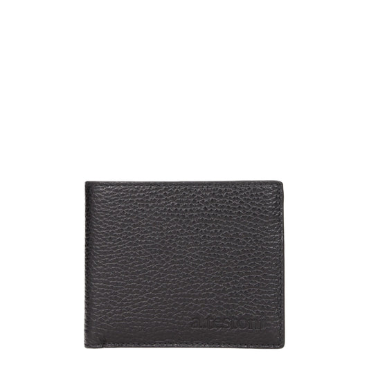 Testoni Black Leather Wallets Testoni