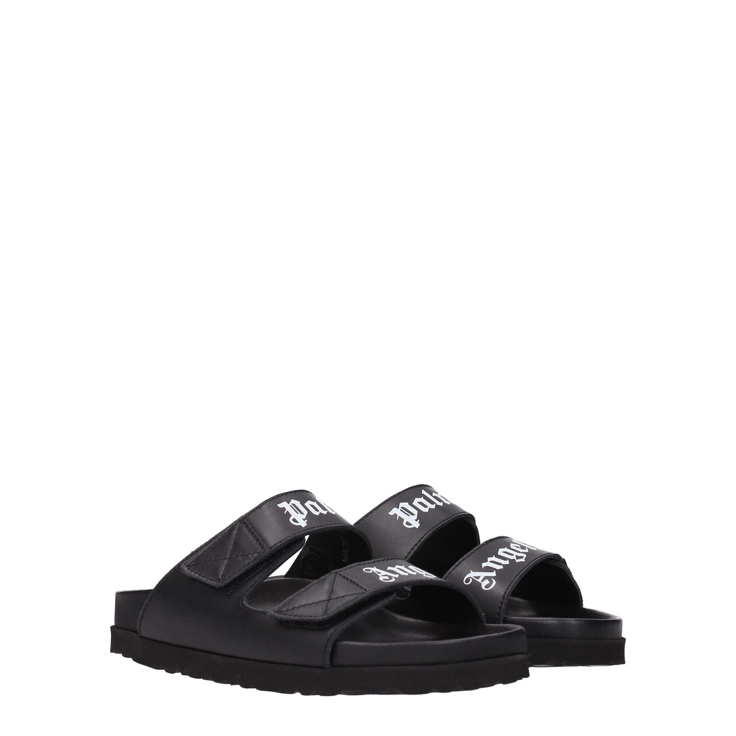 Palm Angels Black Leather Slippers Palm Angels