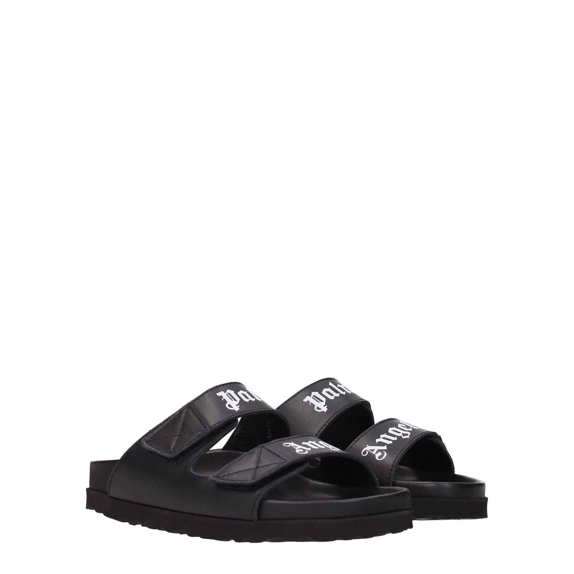 Palm Angels Black Leather Slippers Palm Angels