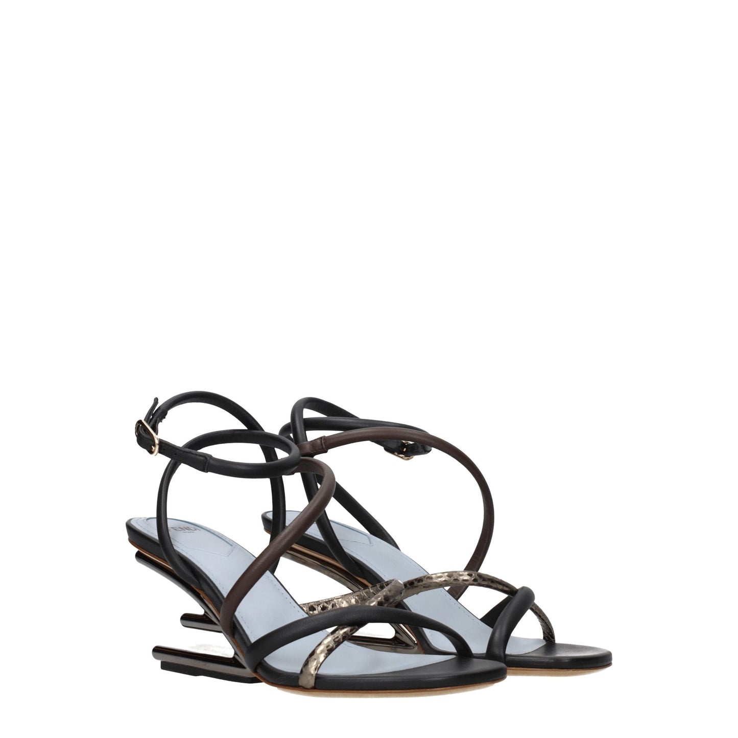 Fendi Multicolor Leather Flat Sandals Fendi