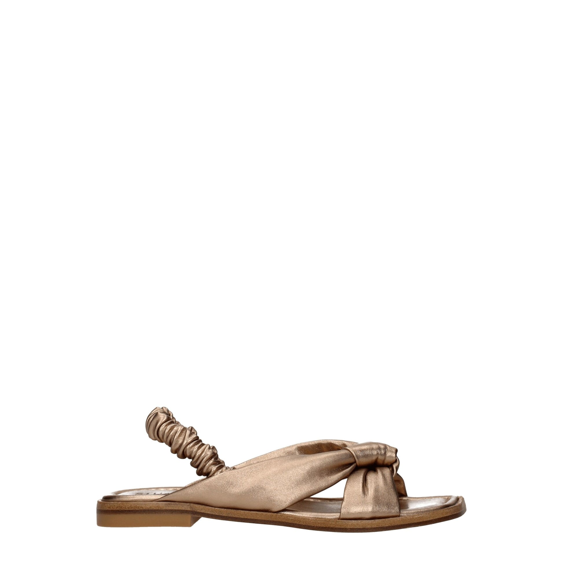 Stuart Weitzman Gold Leather Flat Sandals Stuart Weitzman