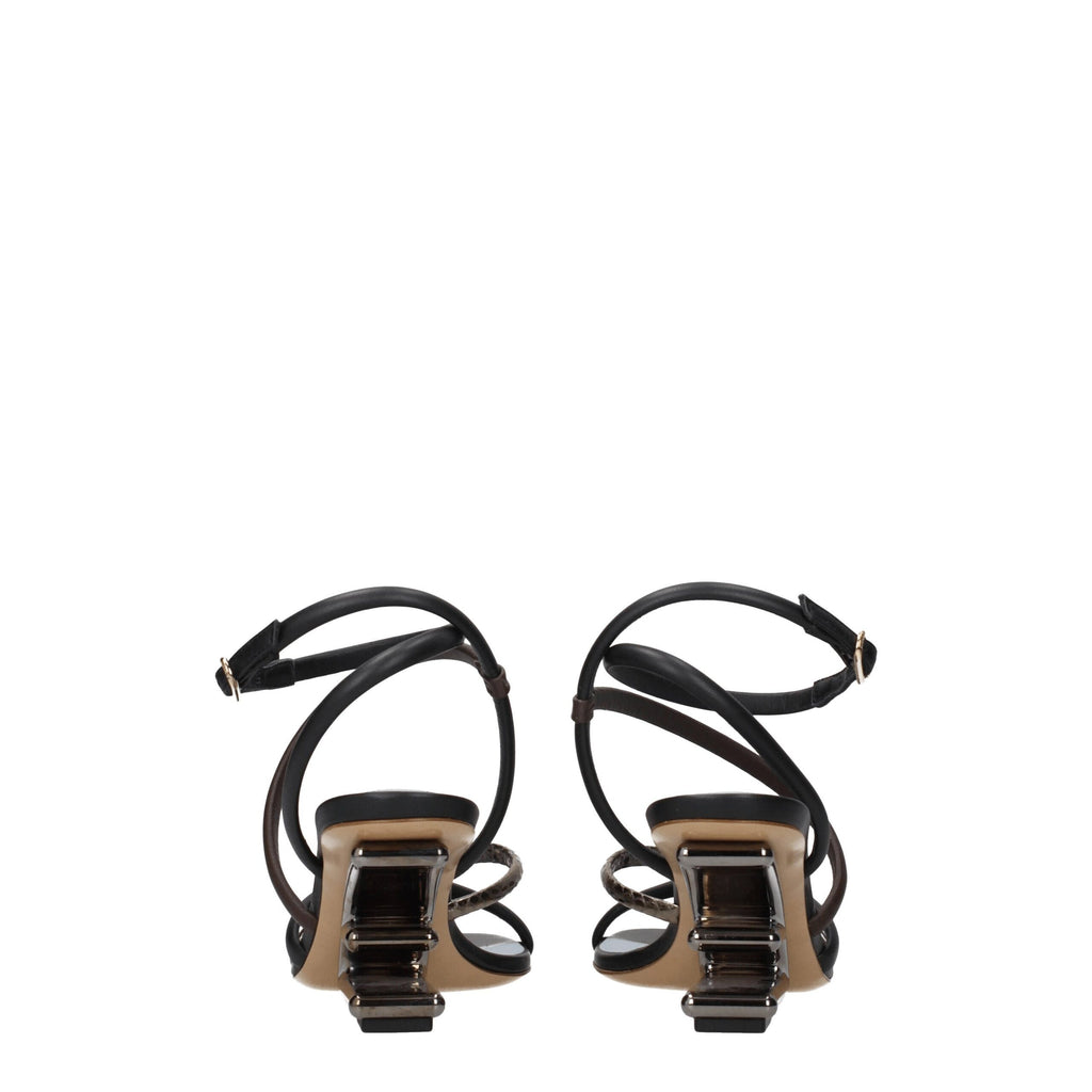 Fendi Multicolor Leather Flat Sandals Fendi