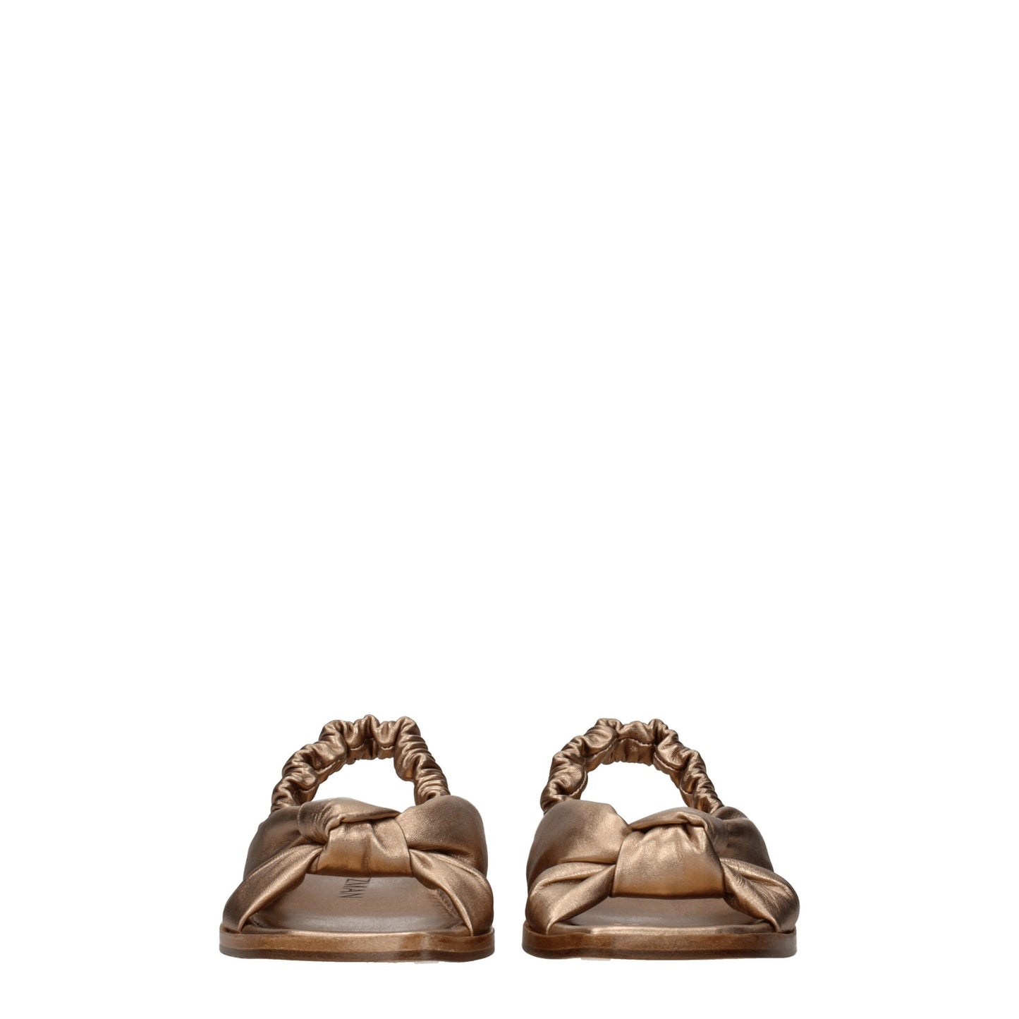 Stuart Weitzman Gold Leather Flat Sandals Stuart Weitzman