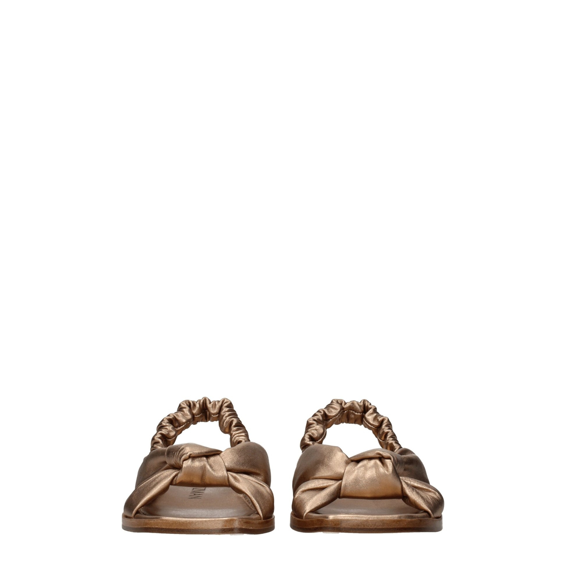 Stuart Weitzman Gold Leather Flat Sandals Stuart Weitzman