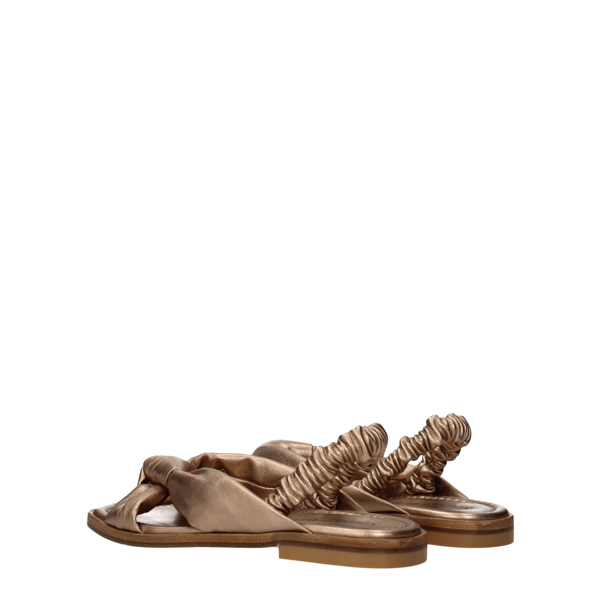 Stuart Weitzman Gold Leather Flat Sandals Stuart Weitzman