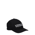 Versace black cotton baseball cap with logo detail, stylish and comfortable headwear for casual wear.
