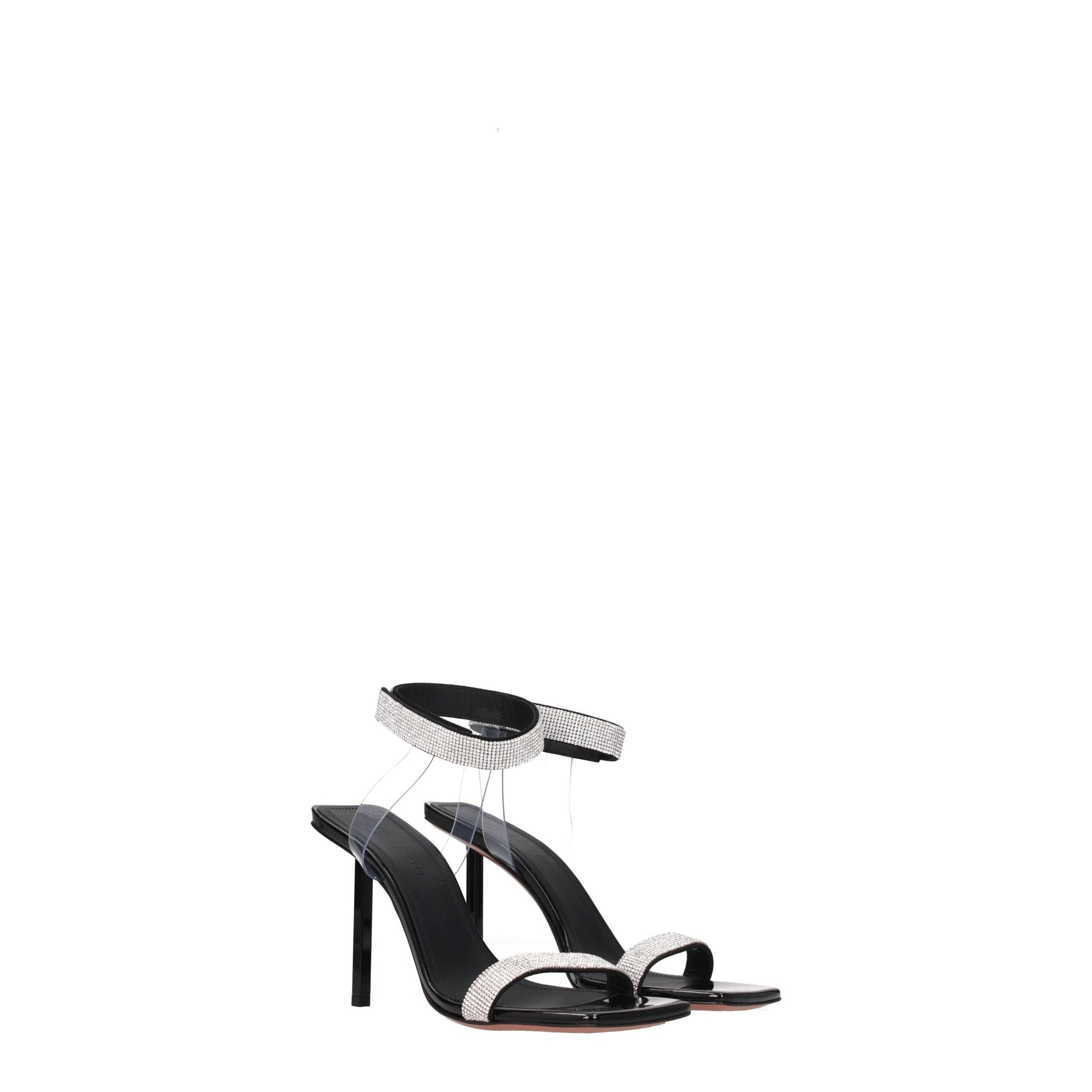 Amina Muaddi Black Crystals Stiletto Heels Sandals
