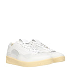 White leather Jil Sander low top sneakers featuring sleek design and minimal detailing for casual and stylish wear.