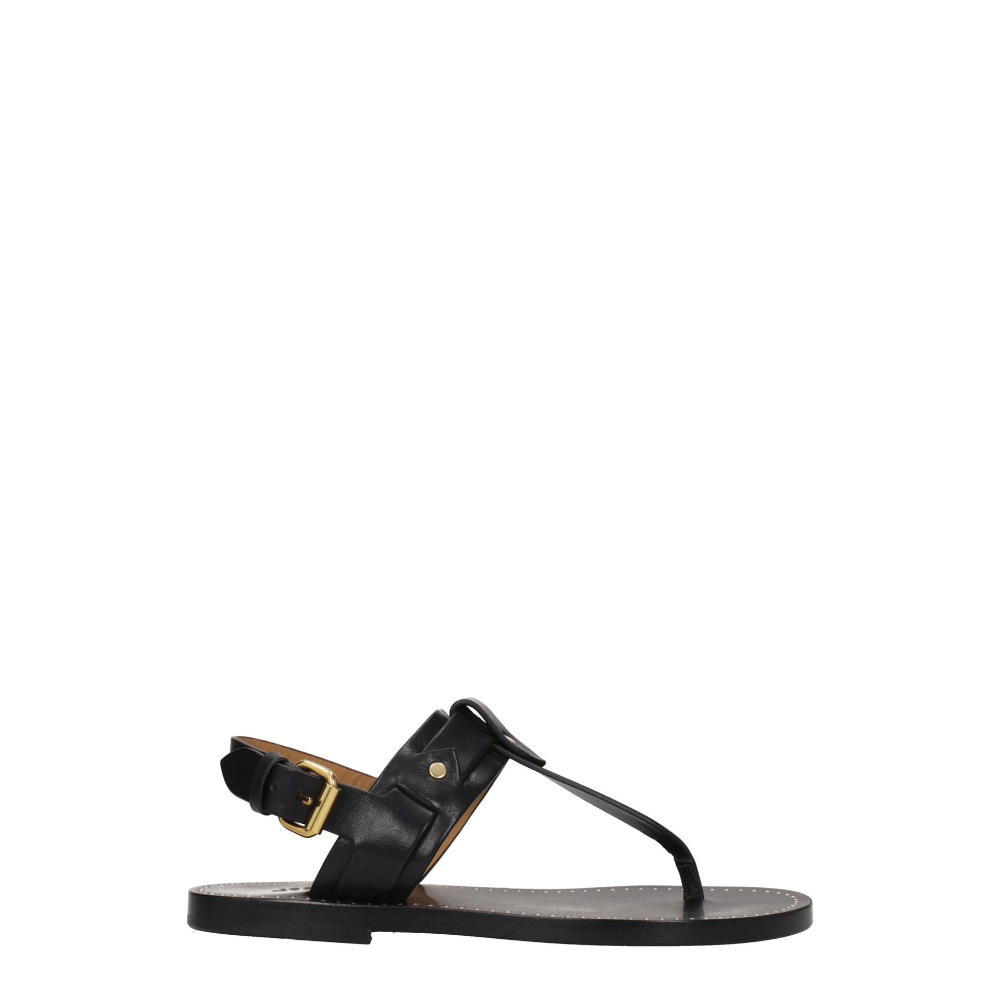 Isabel Marant Black Leather Flip-Flop Sandals Isabel Marant
