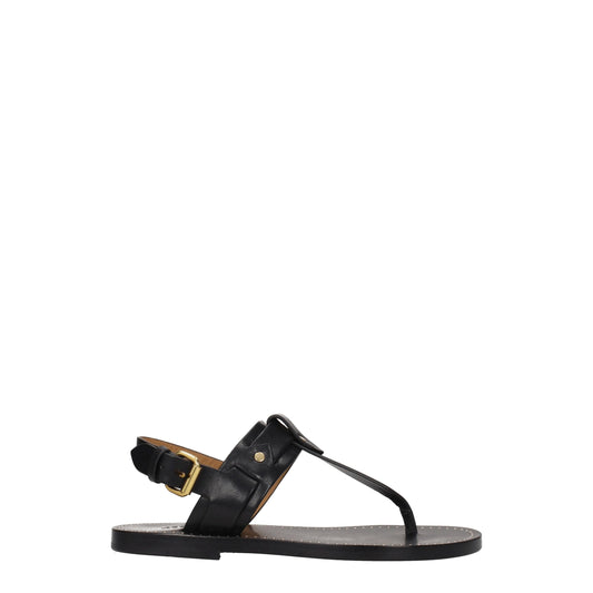 Isabel Marant Black Leather Flip-Flop Sandals Isabel Marant