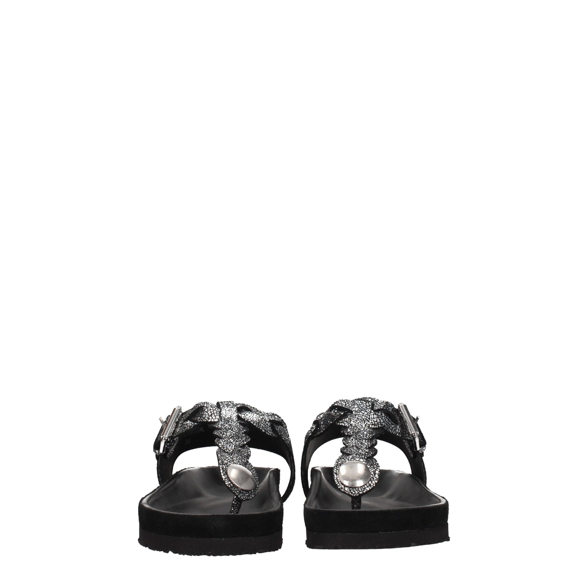 Isabel Marant Black Leather Flip-Flop Sandals Isabel Marant