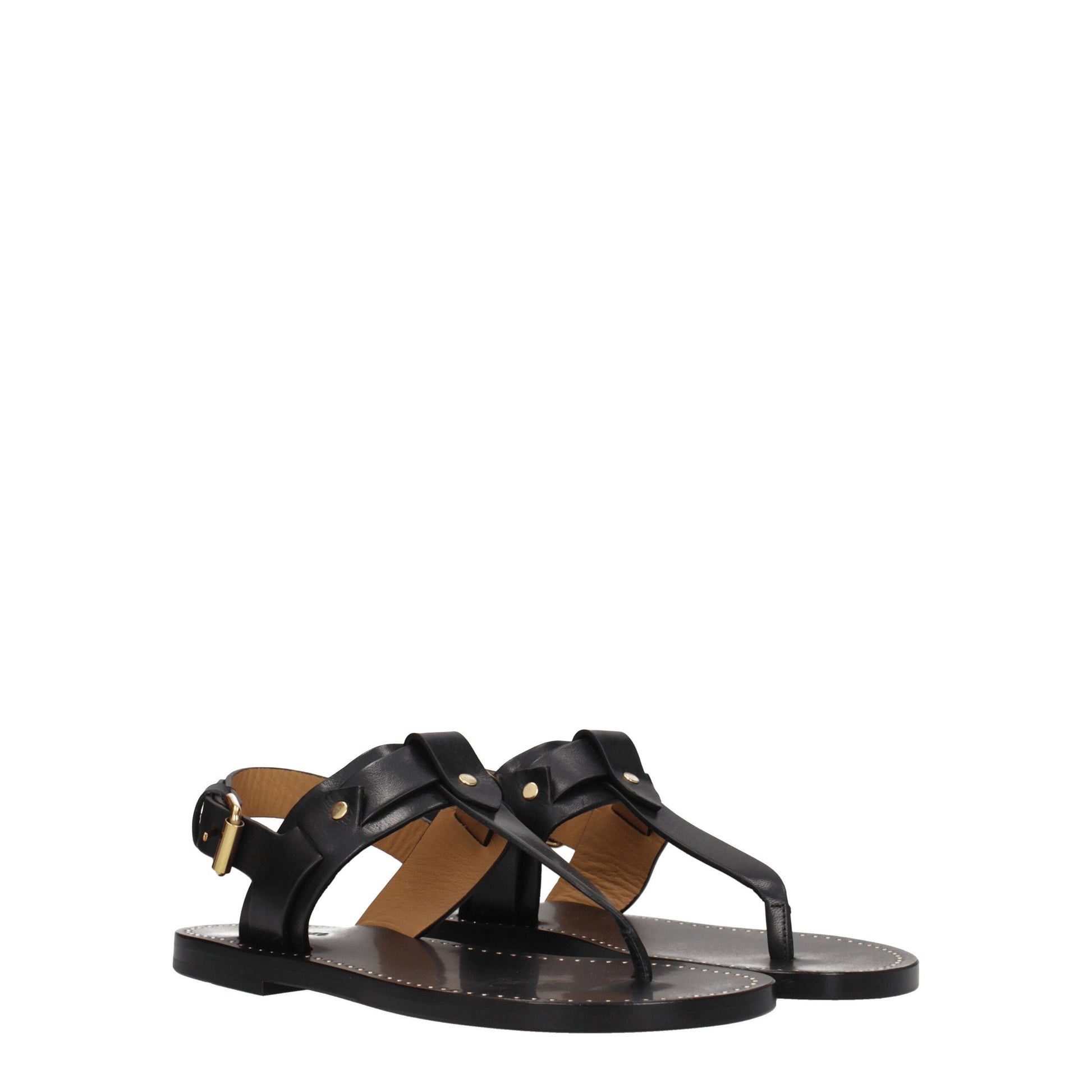Isabel Marant Black Leather Flip-Flop Sandals Isabel Marant