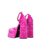 Versace Pink Velvet Platform Sandals Versace