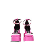 Versace Pink Satin Platform Pumps Versace