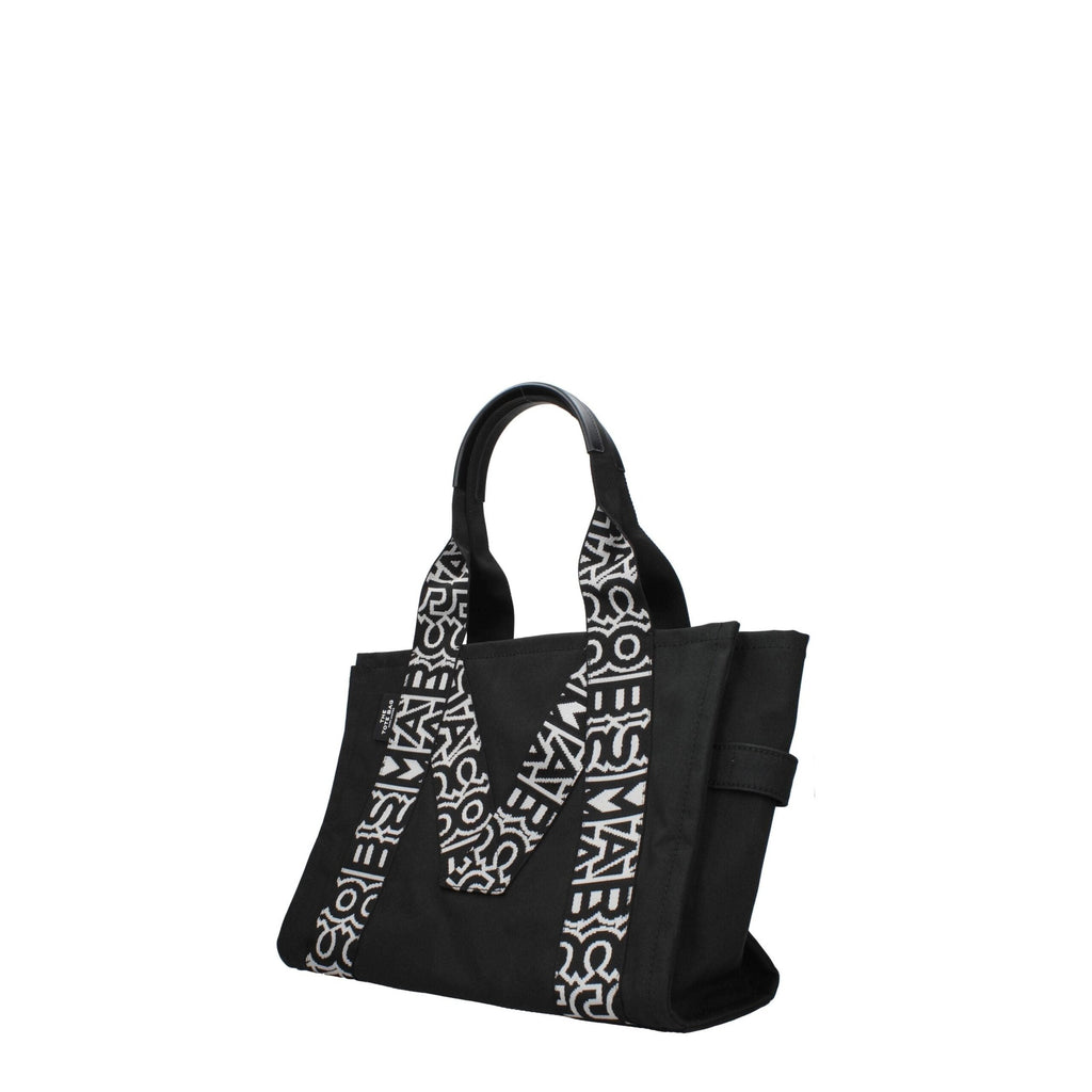 Black fabric shoulder bag by Marc Jacobs with adjustable strap and sleek design, perfect for casual or stylish outings.