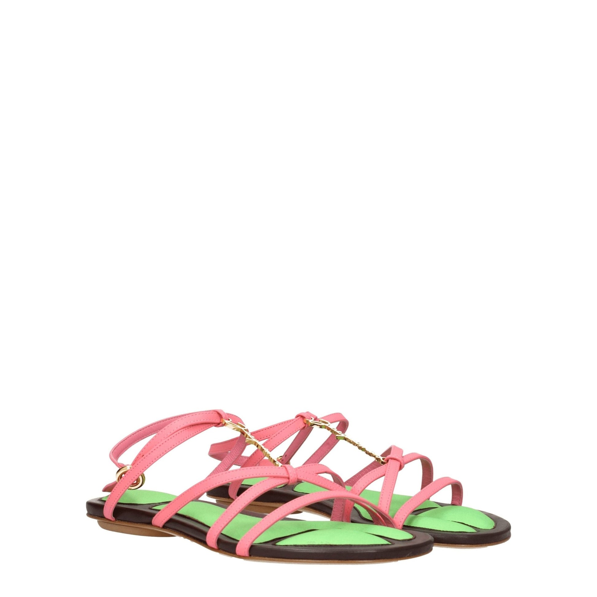 Jacquemus Pink Leather Flat Sandals Jacquemus