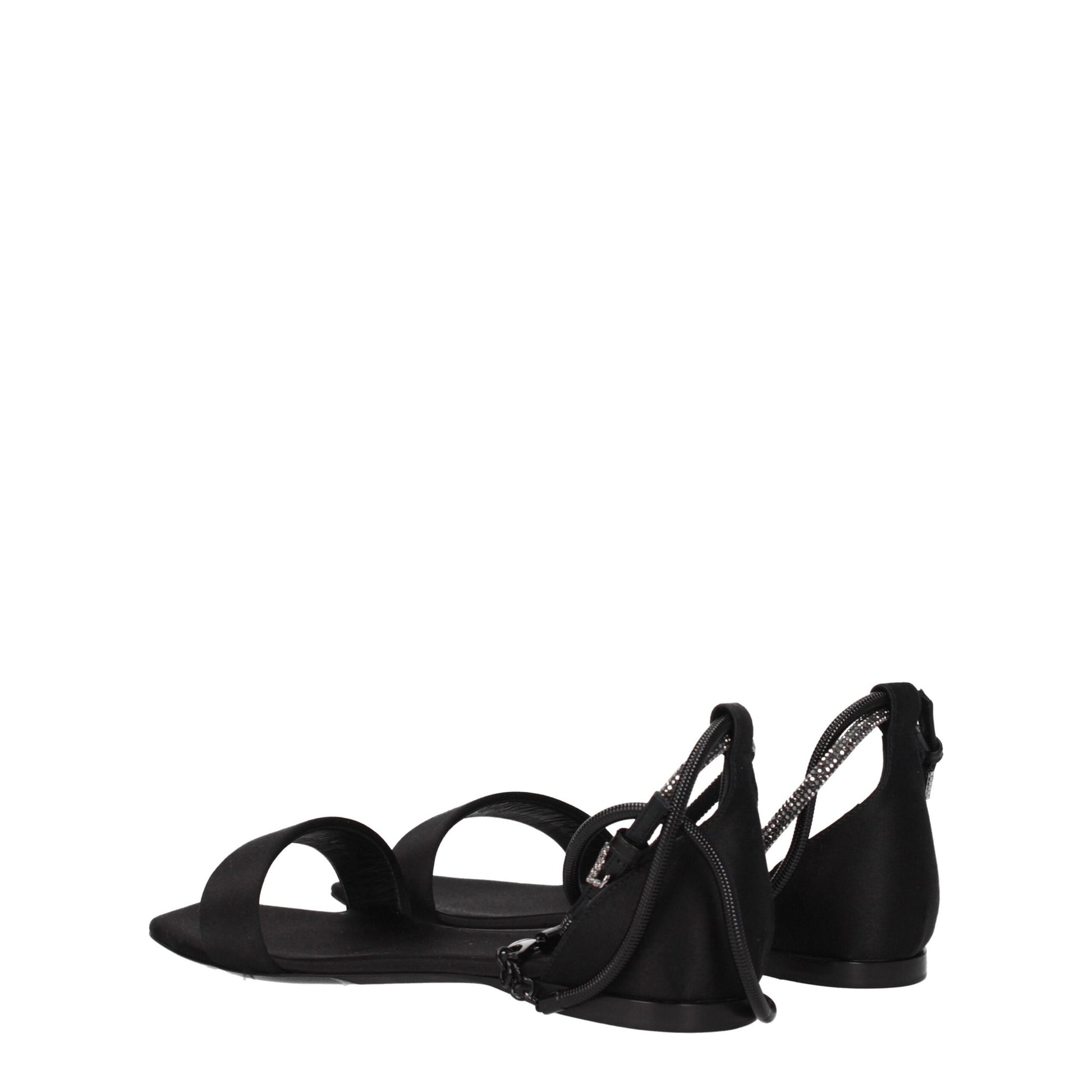 Max Mara Black Satin Flat Sandals Max Mara