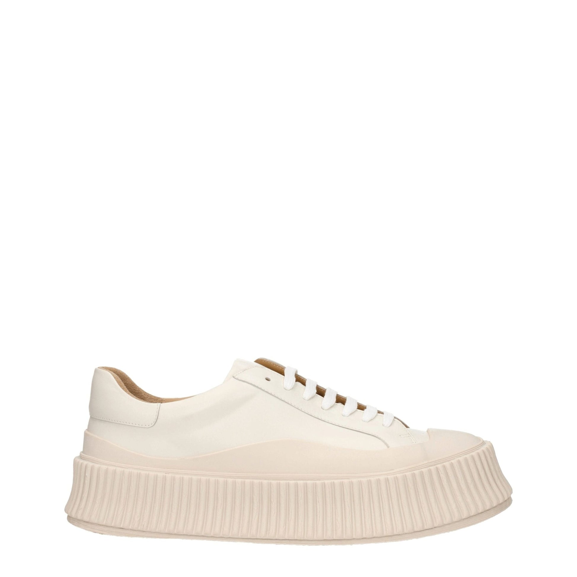 Jil Sander Beige Leather Platform Sneakers Jil Sander